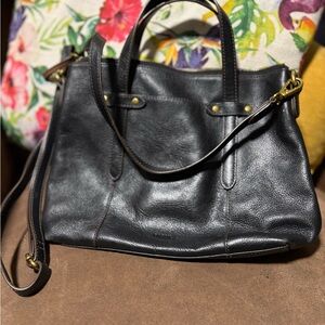 Fossil Elegant Black Leather Tote Bag